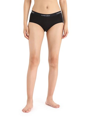 Black Icebreaker Merino Sprite Hot Pants Women's Underwear | AU 1708BEXC